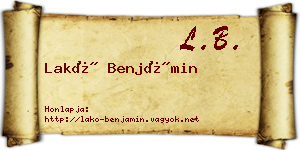 Lakó Benjámin névjegykártya